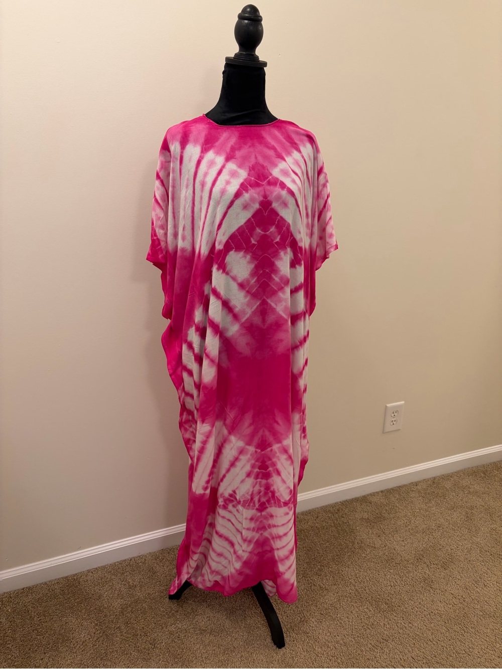Pink Tie-Dye Maxi Dress - Lightweight Women’s Caftan